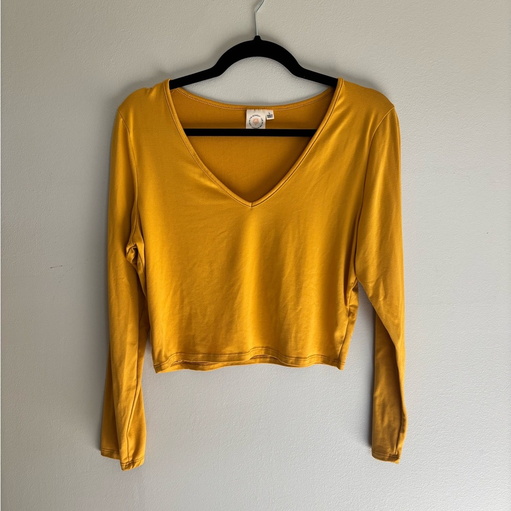 Live in the Moment Mustard Long Sleeve Crop Top
